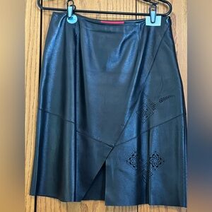 Fabulous A line leather skirt, fully lined. Flower embossed and cutout design.